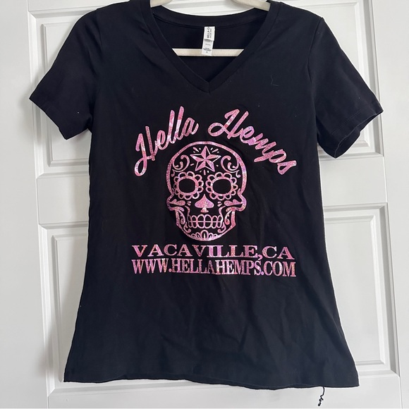 Bella Canvas Tops - Hella Hemps black and pink T-shirt